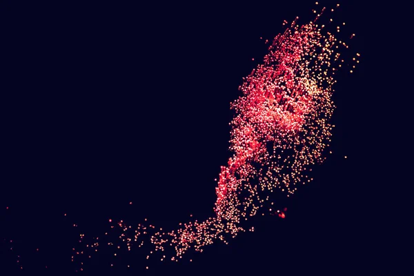 Блестящий Красный Волоконной Оптики Темном Фоне Выглядит Созвездие Пространстве — стоковое фото