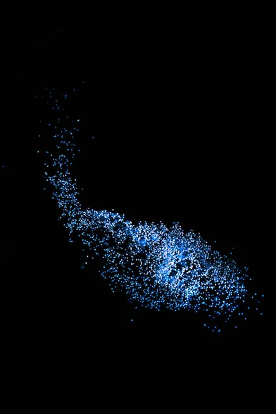 Блестящий Синий Волоконной Оптики Темном Фоне Выглядит Созвездие Пространстве — стоковое фото
