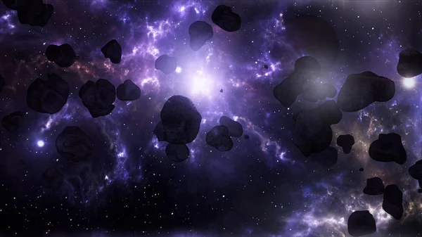Очень впечатляющие и кинематографичный астероидного поля в космическом пространстве G — стоковое фото