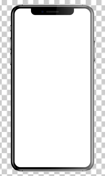 Новый черный смартфон изолированные прозрачности фона стойки задней стороне векторные иллюстрации — стоковый вектор