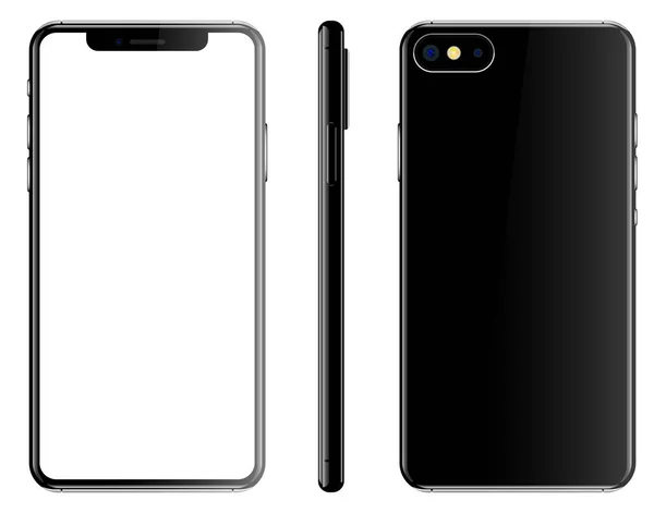 Новый черный белый фон смартфон изолированные стойки задней стороне векторные иллюстрации — стоковый вектор
