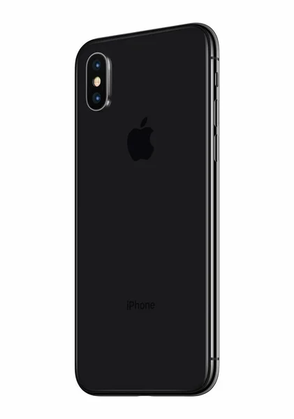 Пространство серый Apple iphone X задняя сторона слегка наклоненный влево изолирован на белом фоне — стоковое фото