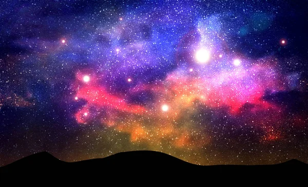 Галактика Туманность Stardust Ярко Сияющие Звезды — стоковое фото