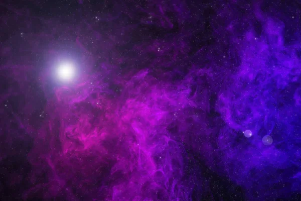 Красивые Вселенной Фиолетового Дыма Звезд Светящийся Свет — стоковое фото