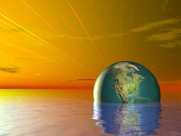 3D глобус Земли концепции океанской воды — стоковое фото