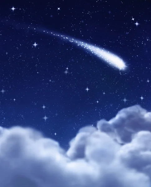 Метеор в ночном небе — стоковое фото