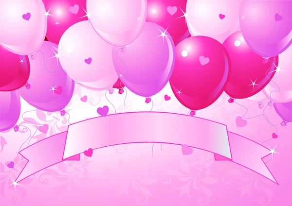 Падение розовый Валентина воздушные шары — стоковый вектор