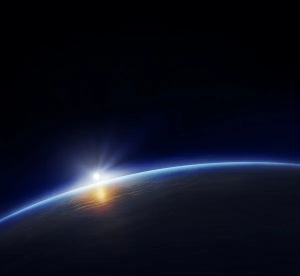 Планета Земля с восходящим солнцем — стоковое фото
