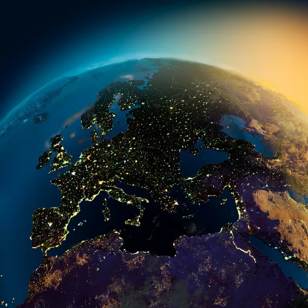 Ночной вид на Европу от спутника — стоковое фото