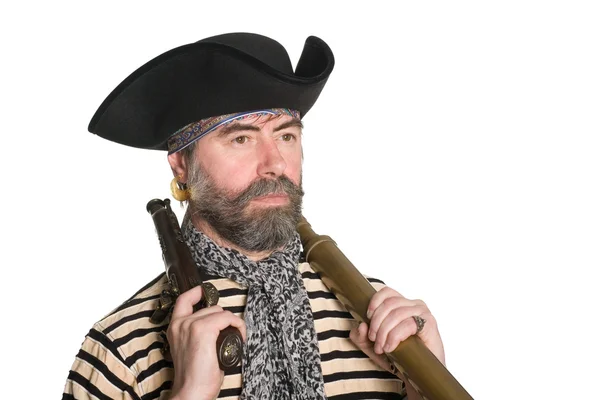 Пират с мушкетом — стоковое фото