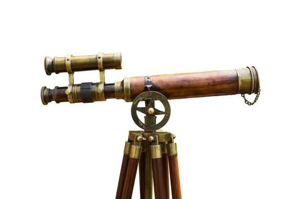 Старинный медный телескоп — стоковое фото