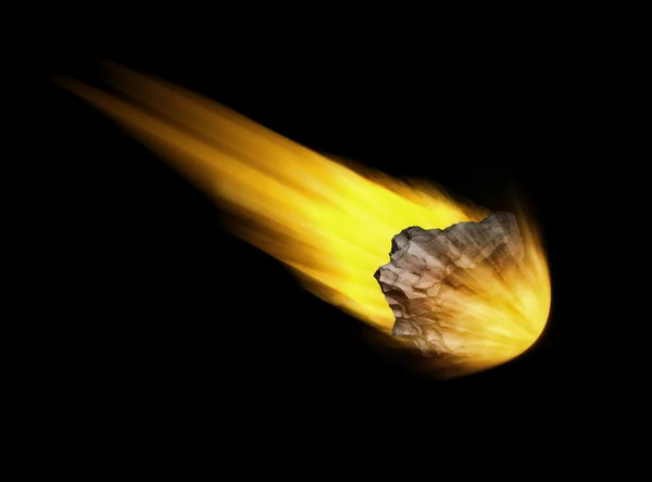 Падение астероида на черном фоне (Hight резолюции 3D изображение) — стоковое фото