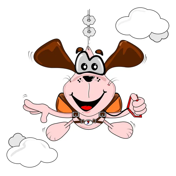 Коробки собака прыжки с парашютом — стоковый вектор