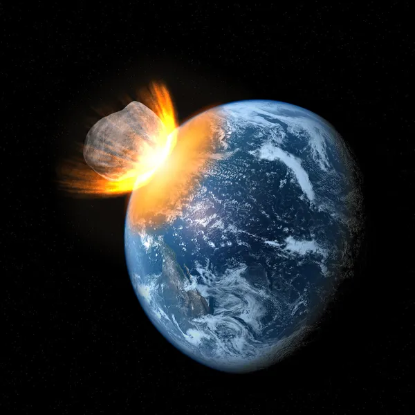 Пространство сцены астероида на землю — стоковое фото