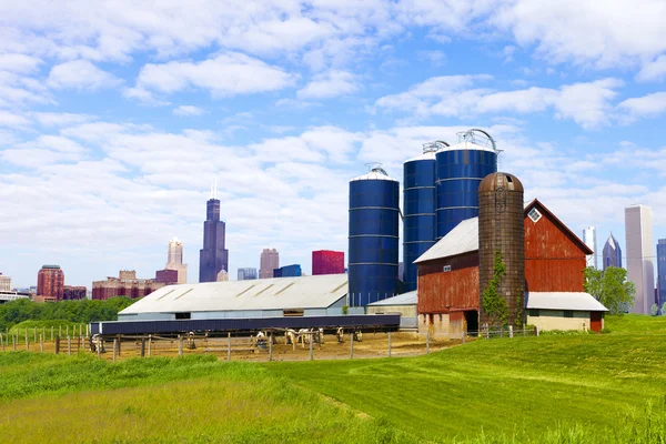 Американский сельской местности с городом в фоновом режиме — стоковое фото