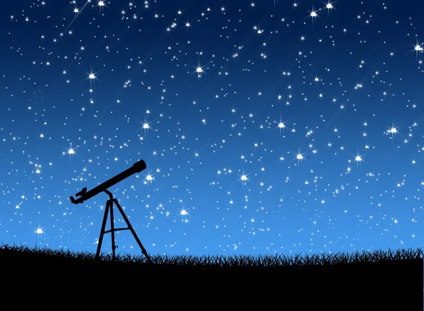 Телескоп на траве под открытым небом — стоковое фото