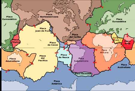 Карта тектонических плит и разломов земли